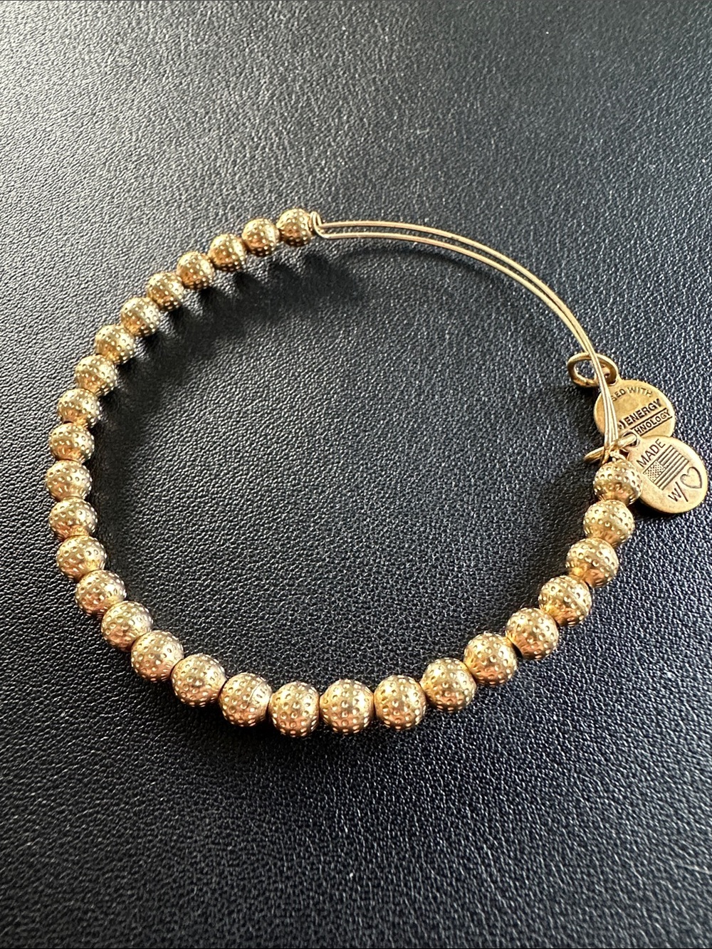 Alex and Ani Gold Dotted Bead Expandable Bracelet with Energy Charm